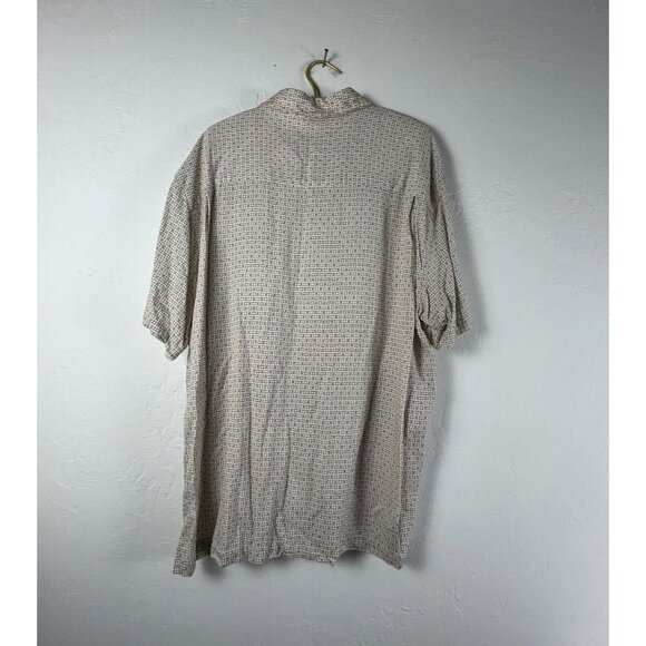 Patrick James West Coast Classic Mens Geometric Print Shirt XXL Ivory Silk Blend - Picture 2 of 7